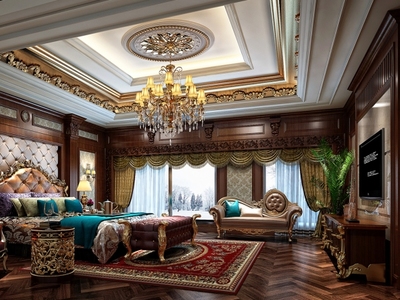 上海南通东郊庄园法式风格别墅装修效果图_500平米240万装修设计案例