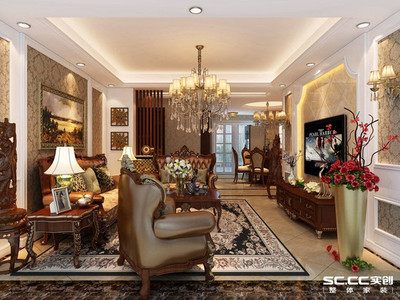 【上海实创装饰】华润中央公园110平三居欧式古典-
