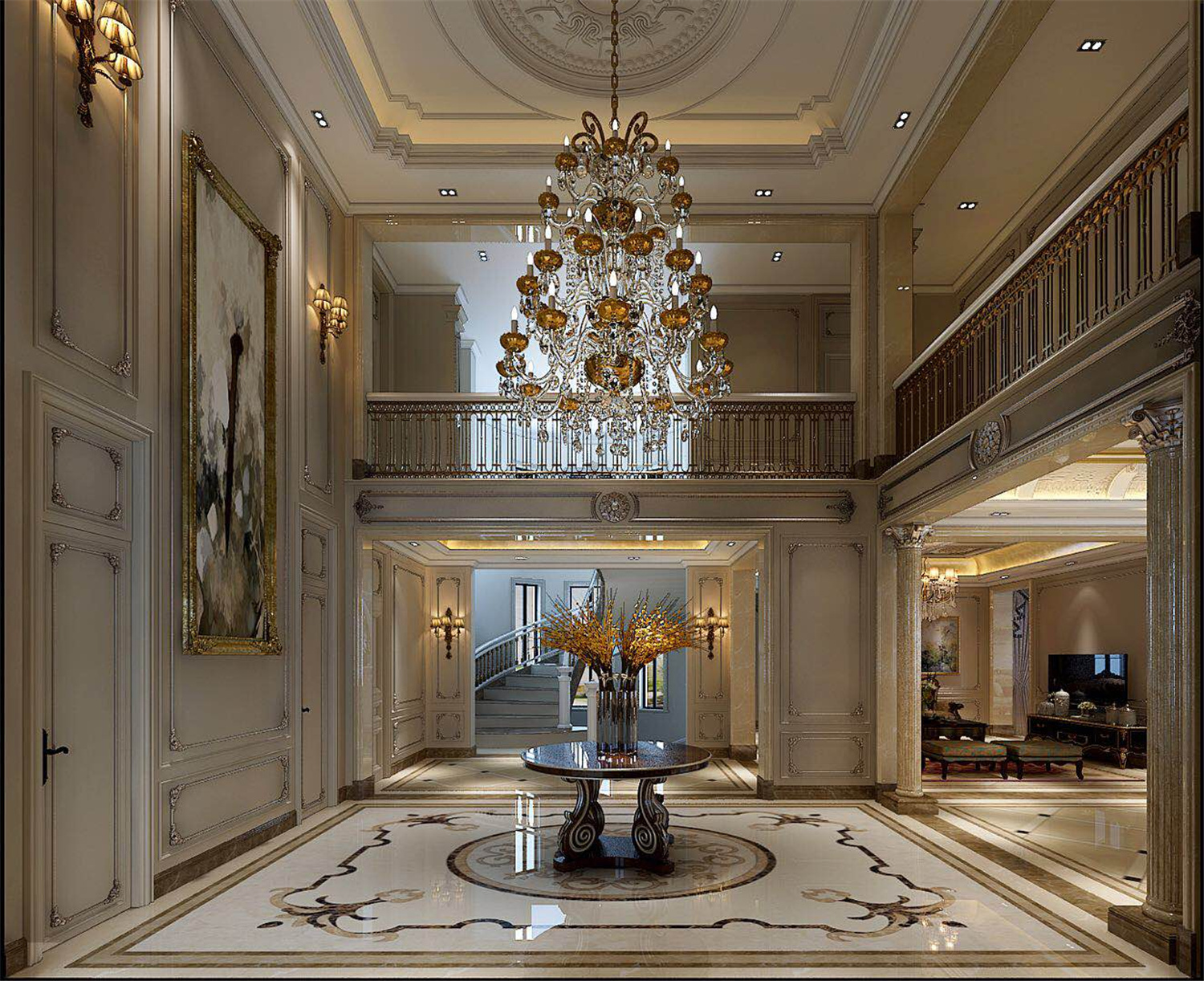 欧美风情别墅580平米87万-旭辉铂悦西郊装修案例-上海房天下家居装修