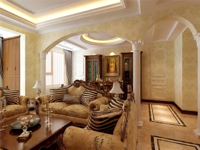 上海金地·铂悦简欧风格三居室装修效果图_151平米7万装修设计案例