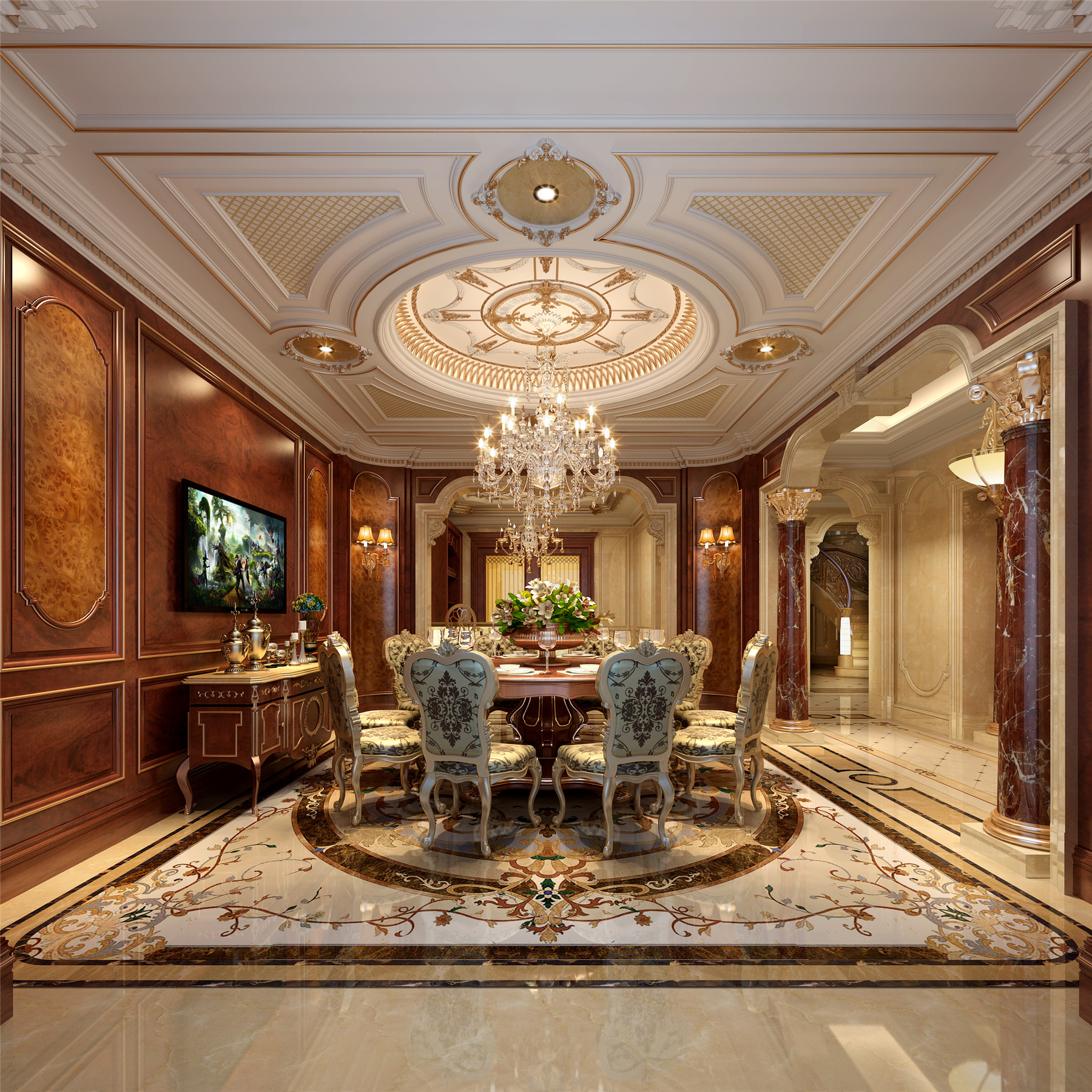 西式古典六居室装修效果图1100平米880万西式古典六居室装修案例大全-上海装修设计